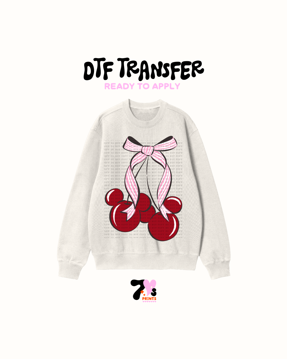 Pink Mouse cherry bow - DTF Transfer