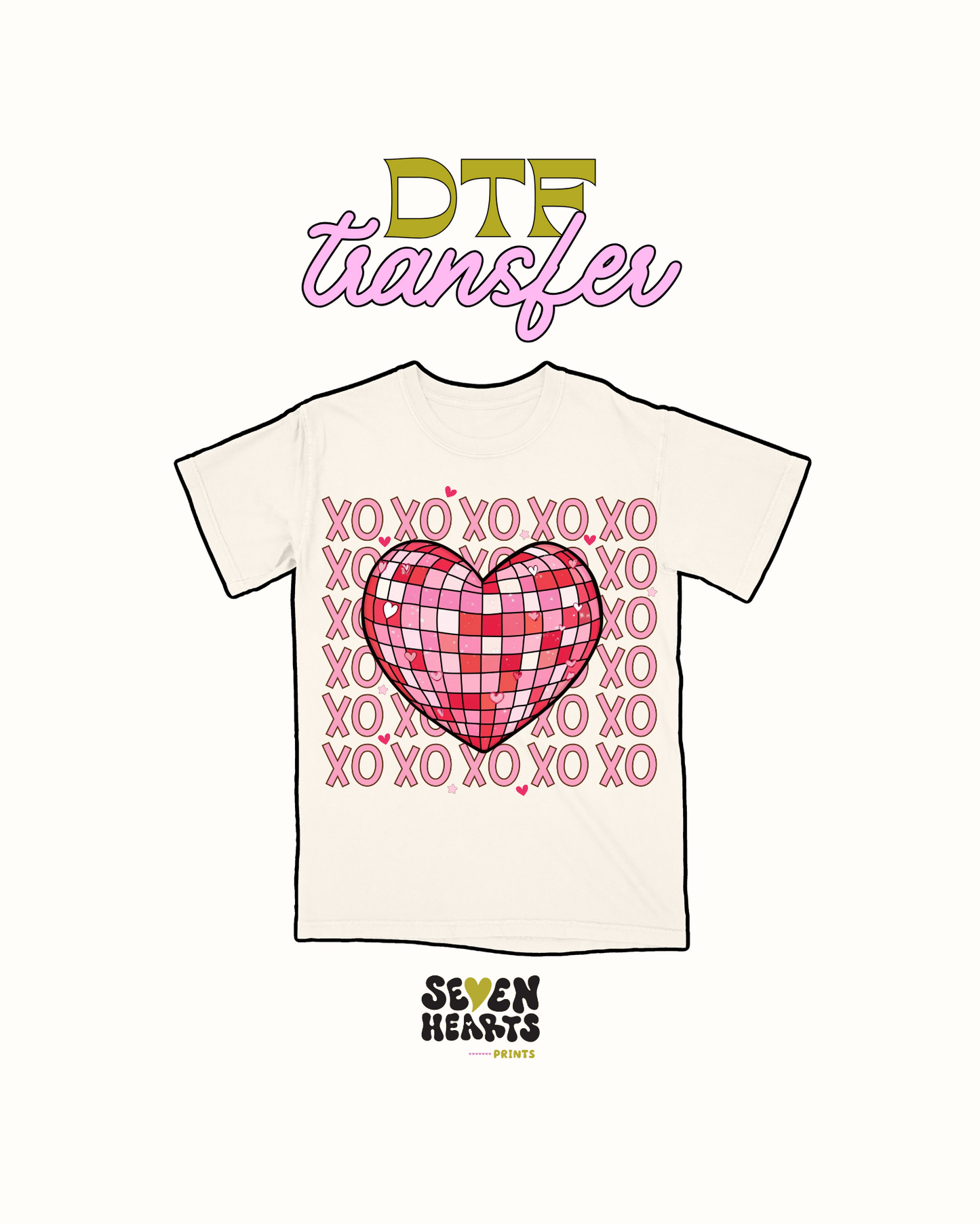 XO disco hearts - DTF Transfer