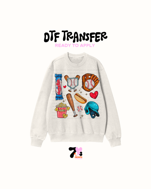 Baseball snacks DTF Transfers