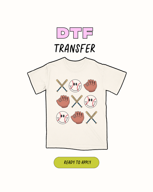 Béisbol y caras sonrientes - Transferencia DTF