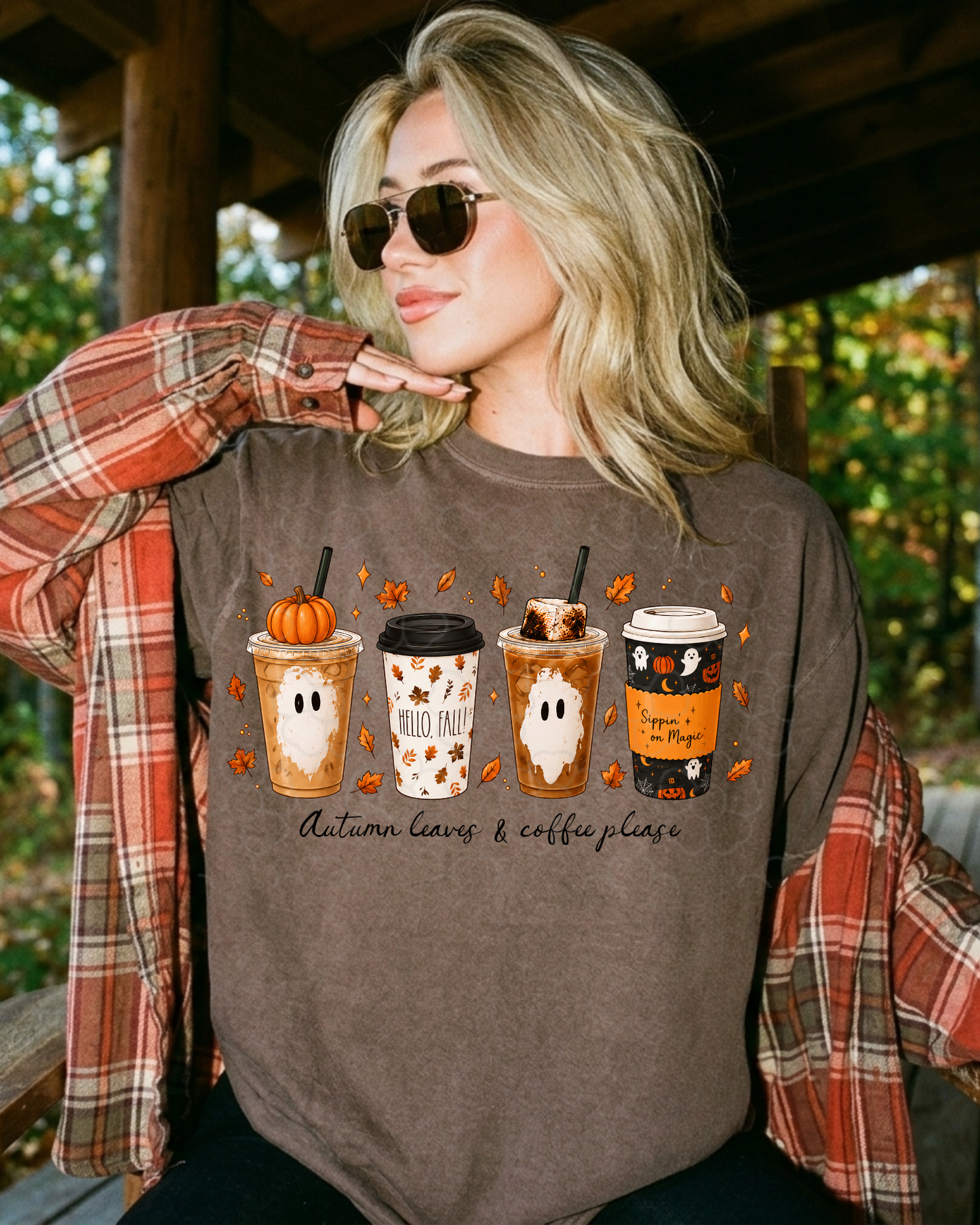 Autum leafs and coffee  please - DTF Transfers