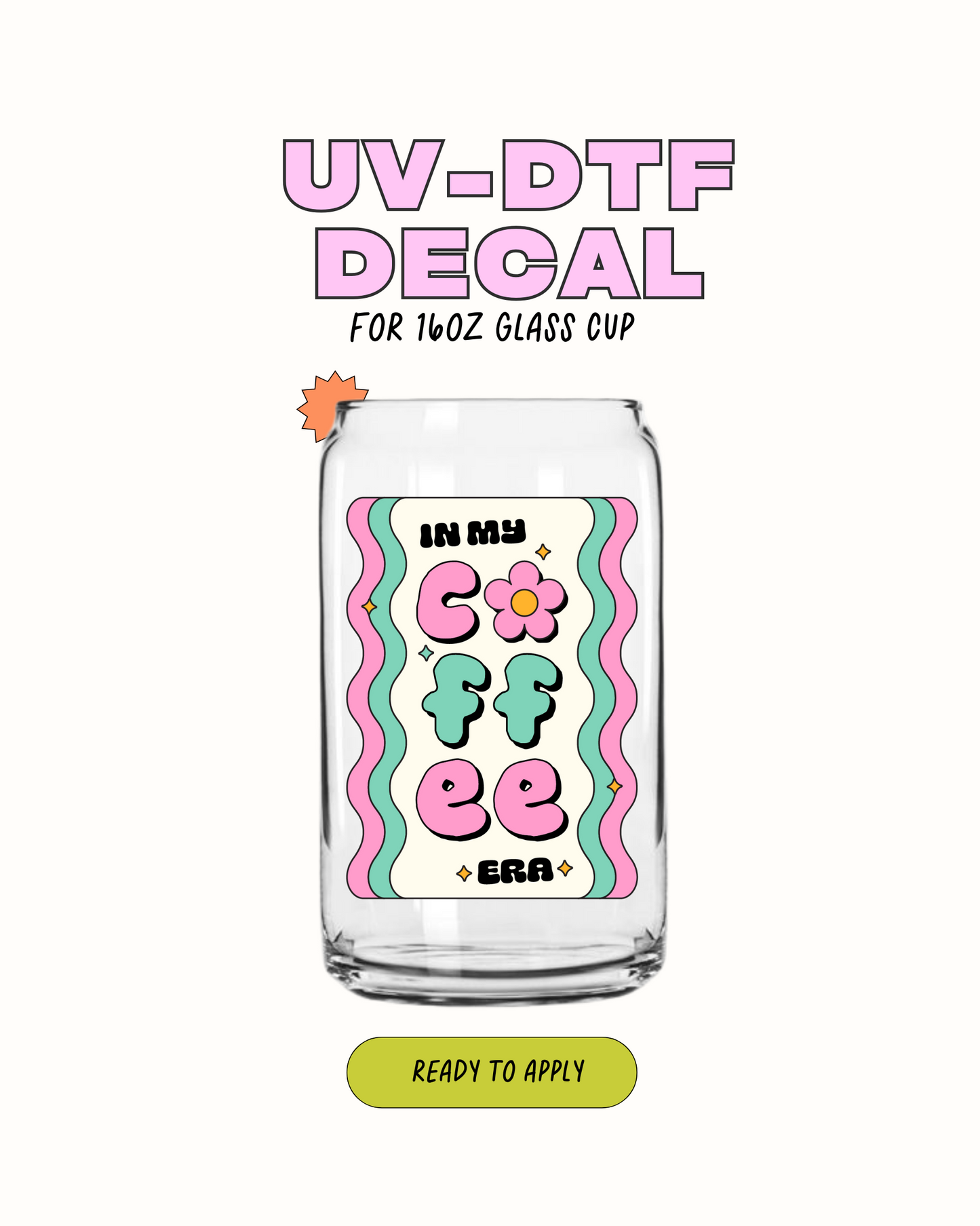 UV DTF Crayon L Cup Wrap I Ready to Apply No Heat Needed Permanent