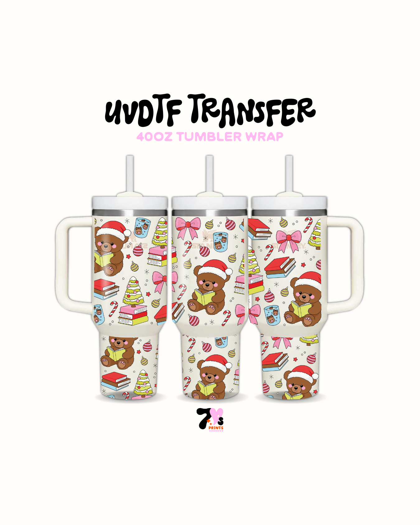 Xmas Books and Cute bears - UVDTF Wrap