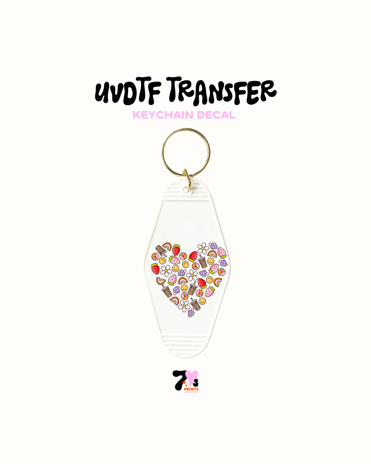 Heart doodles - UVDTF Keychain