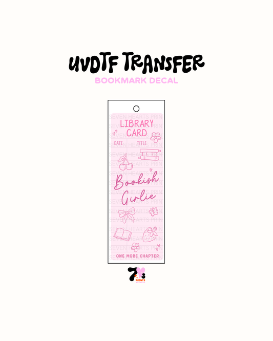 Bookish Girlie Libery Card - UVDTF Bookmark Decal