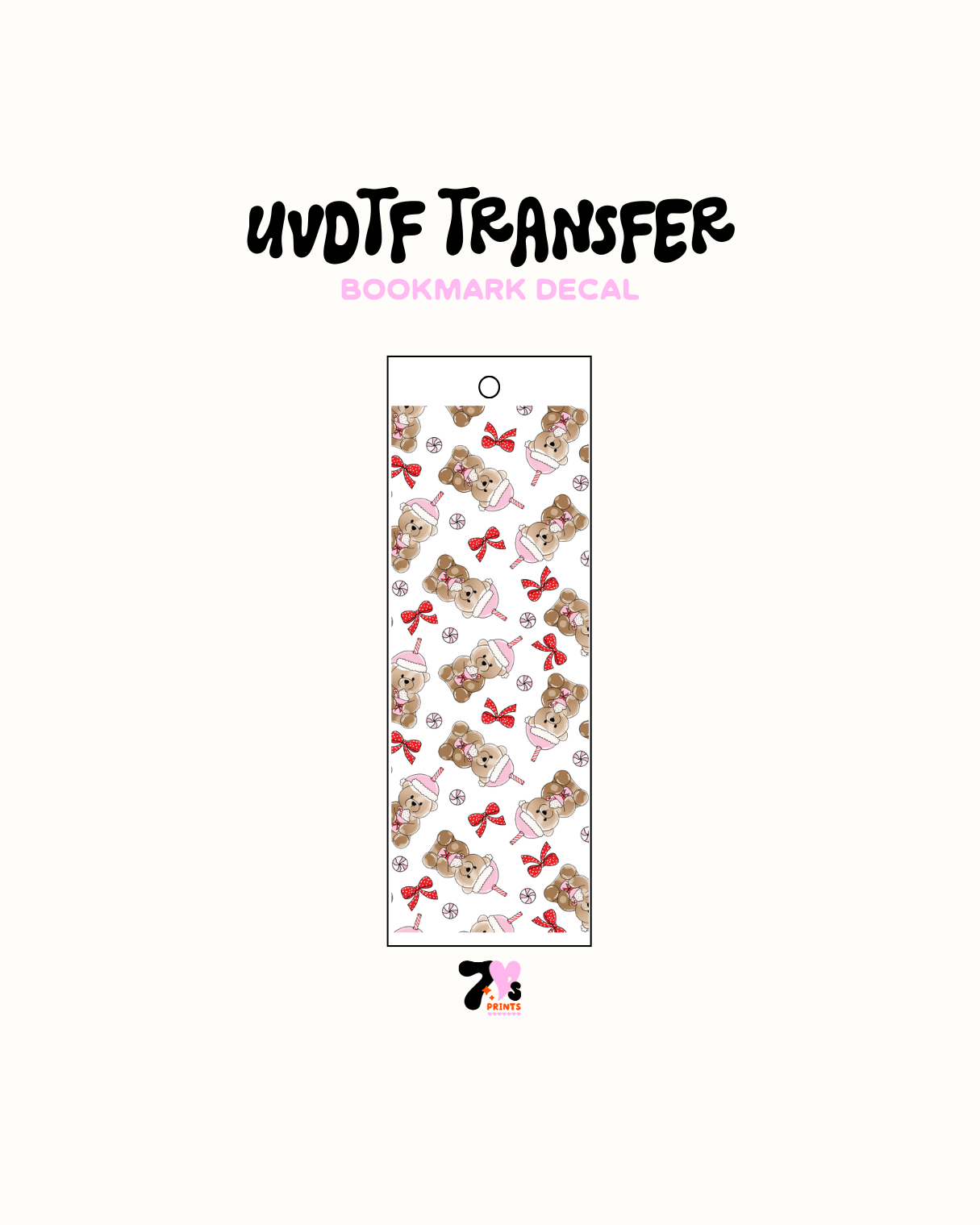 Cute iced coffee bear - UVDTF Bookmark Decal