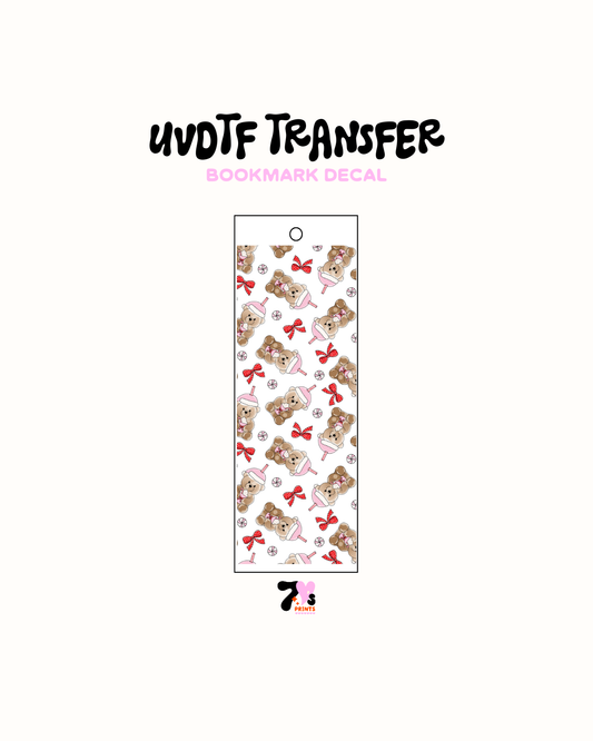 Cute iced coffee bear - UVDTF Bookmark Decal