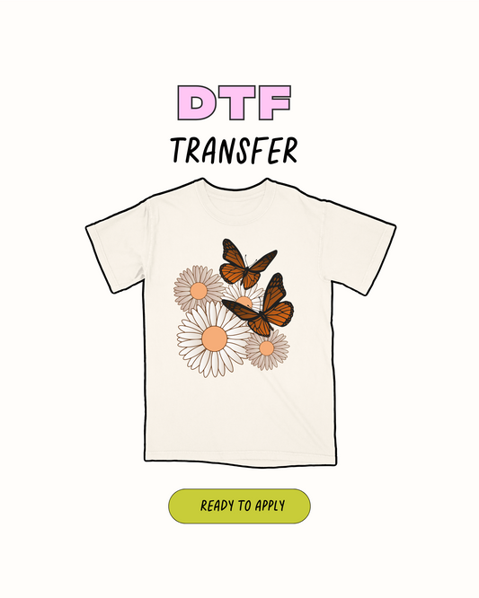 Flores y mariposas - Transferencia DTF