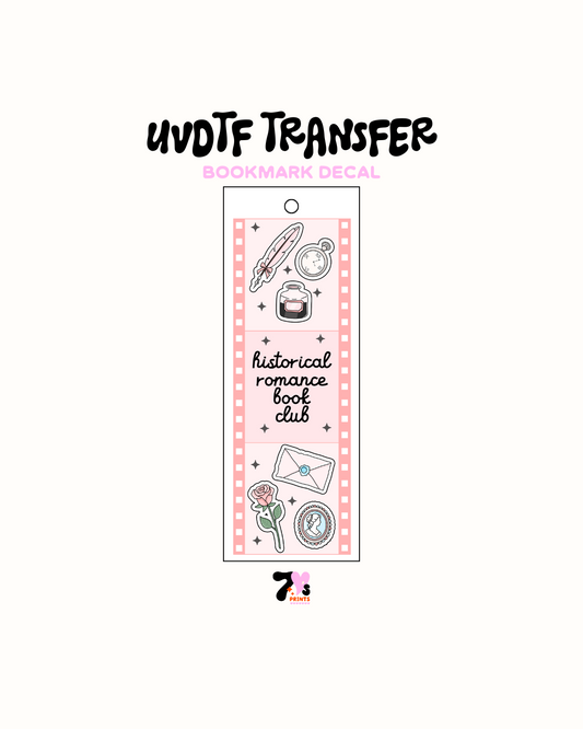 Historical Romance book club - UVDTF Bookmark Decal