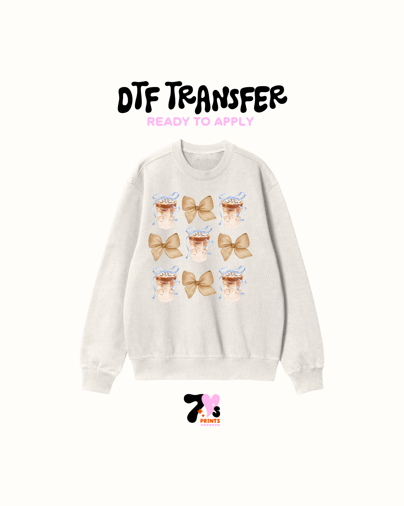 Iced coffee and bows -  DTF Transfers
