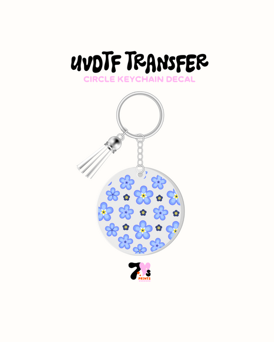 Blue Flowers - Round Keychain