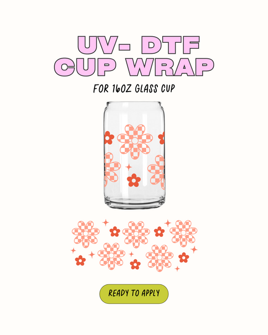 checkered flowers - UV DTF