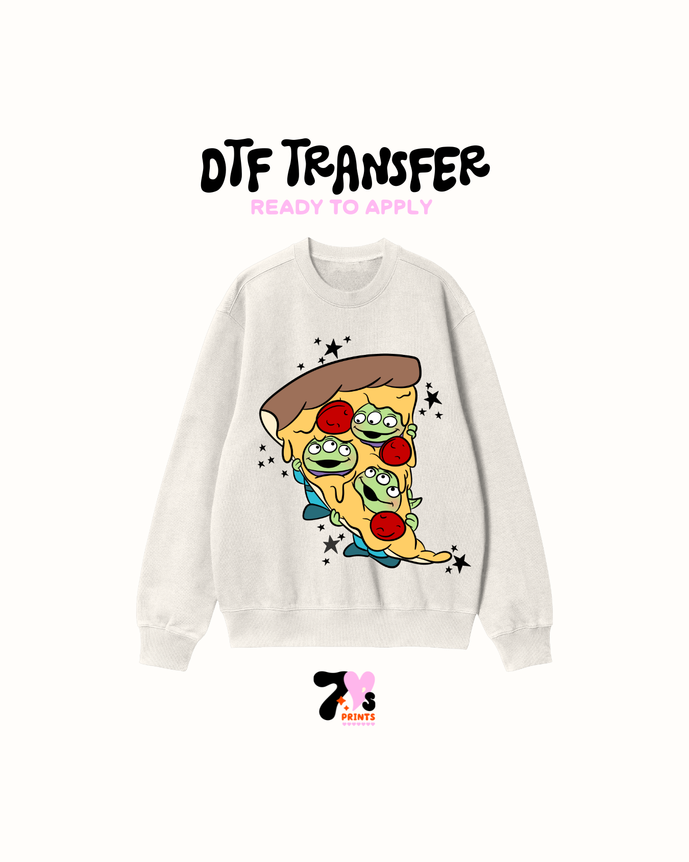 Pizza alien DTF Transfers