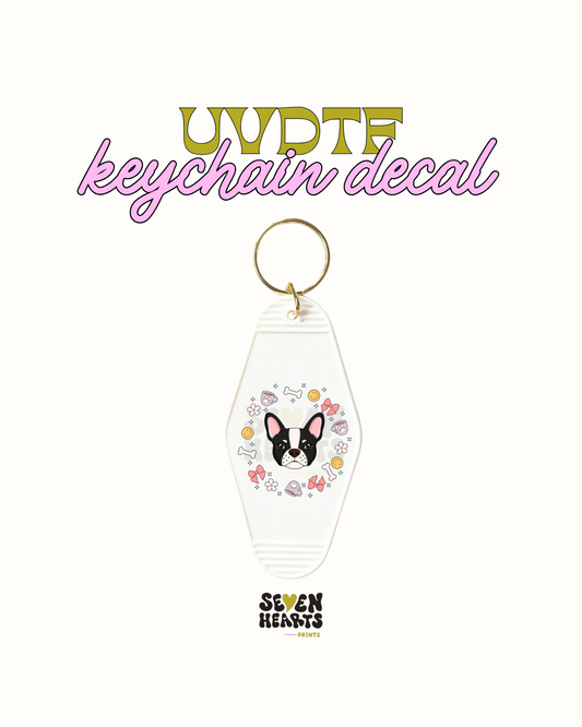 White an black boxer - Keychain Decal Set of 5 UVDTF