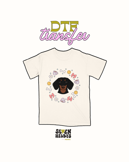 Black dachshund dog - DTF Transfer