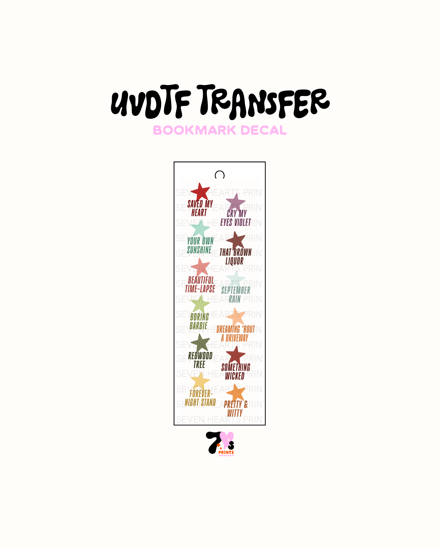 Showgirl Color Palette - UVDTF Bookmark Decal