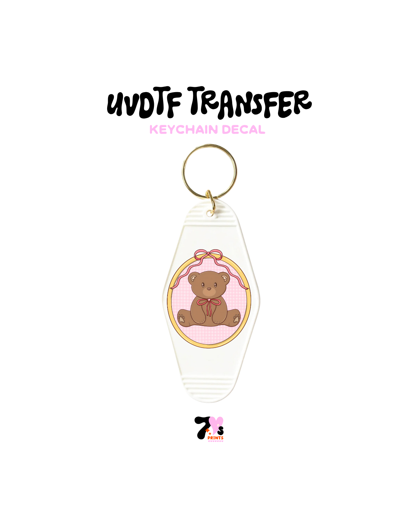 Frame cute bear and bow - UVDTF Keychain