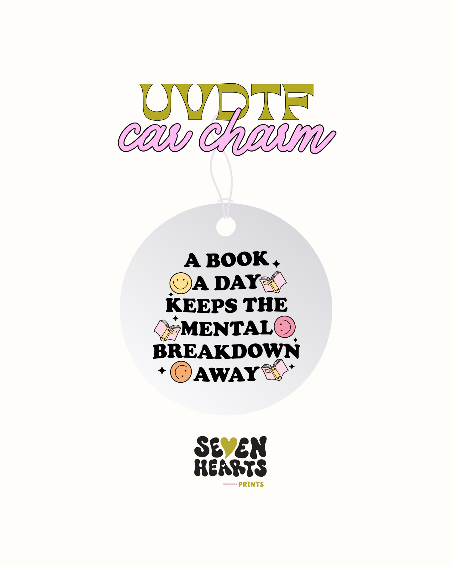 A book a day keeps a mental breakdown-  Car Charm Decal UVDTF