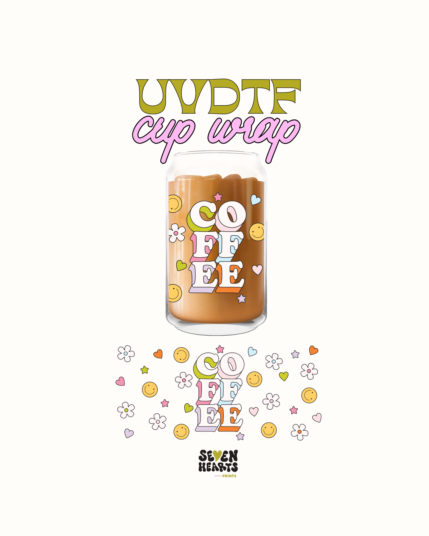 Coffee ad happy faces  - UV DTF