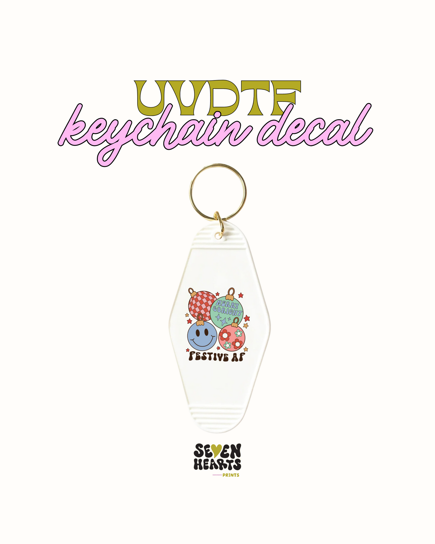 festive AF ornaments- Keychain Decal Set of 5 UVDTF