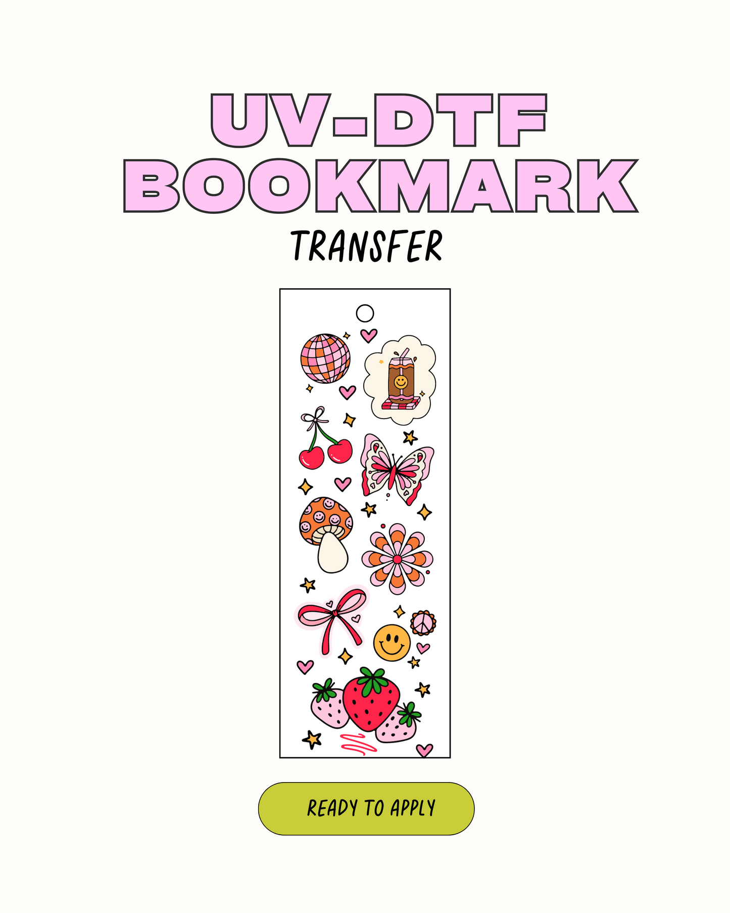 Doodle cutie - UVDTF Bookmark Decal