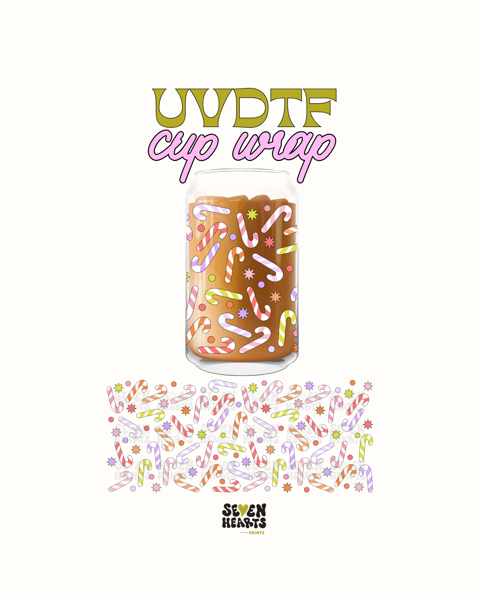 Colorful candy canes - UVDTF Cup Wrap