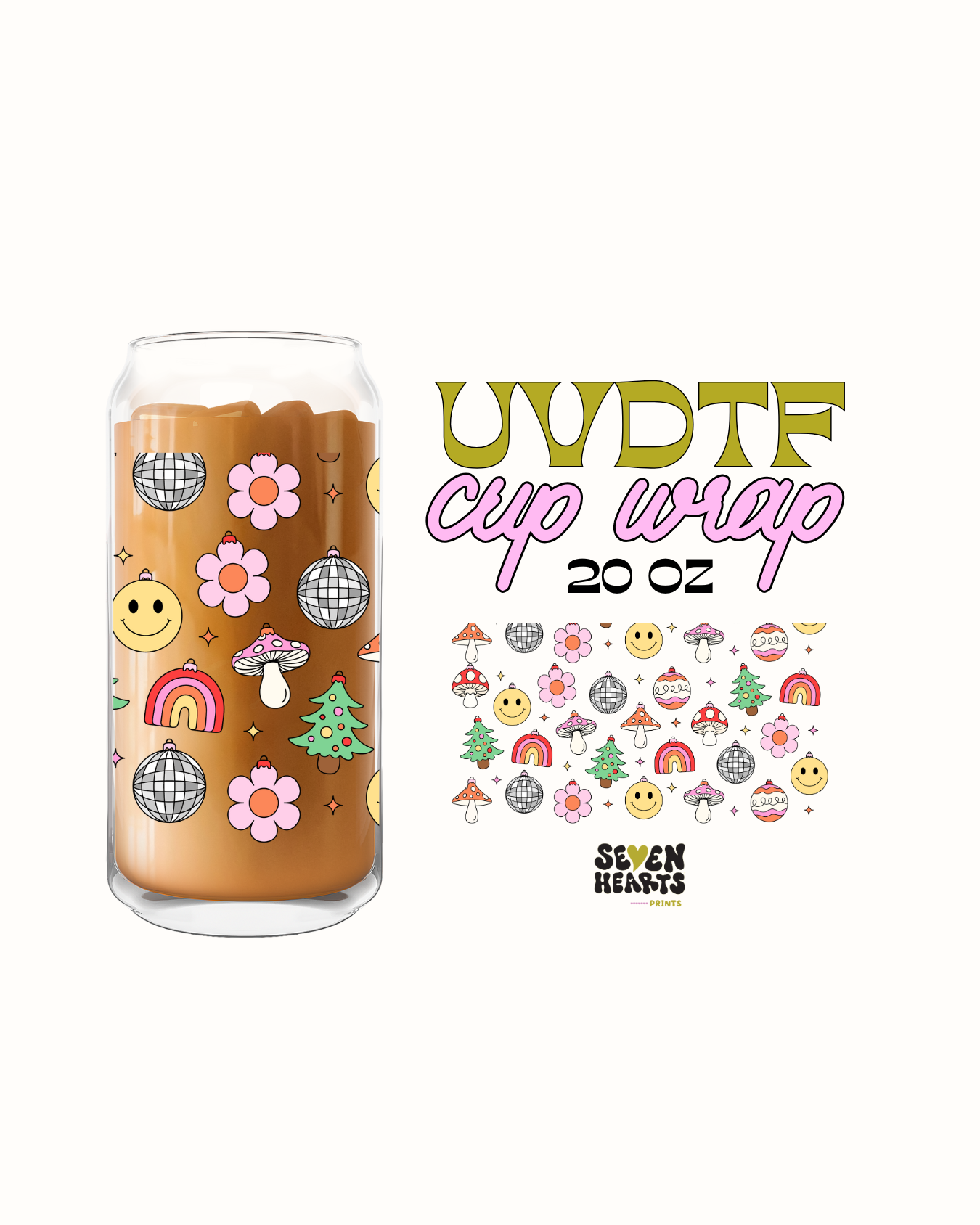 Groovy ornaments - Double Sided UVDTF 20oz Cup Wrap