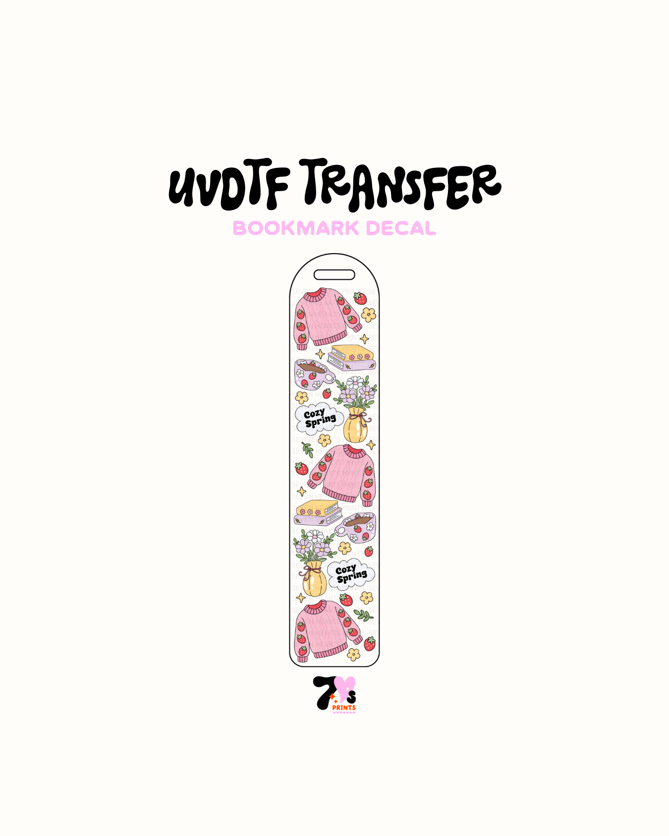 Cozy Spring and Strawberries - UVDTF Bookmark Decal