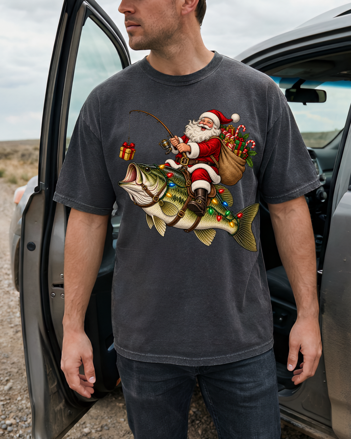 Fishing on xmas spirit - DTF Transfers