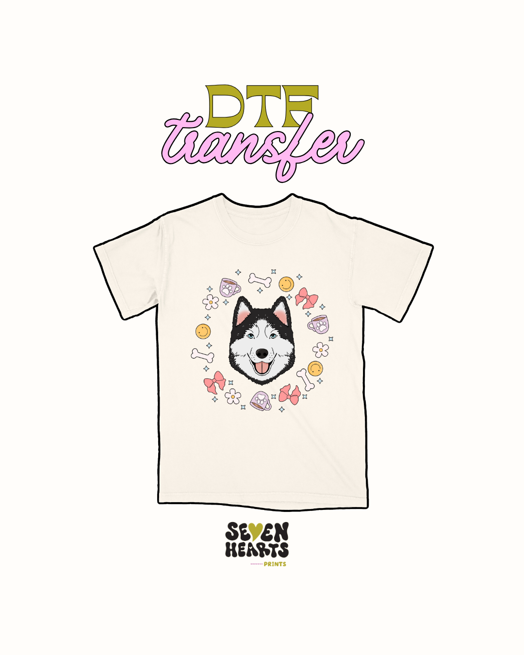 Black and white husky - DTF Transfer