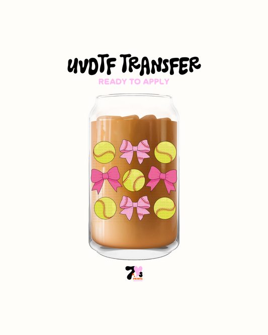 Softball and bows  - UVDTF Decal