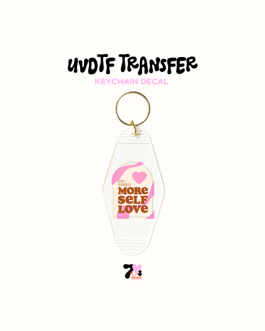 More self love pink - Keychain Decal Set of 5 UVDTF