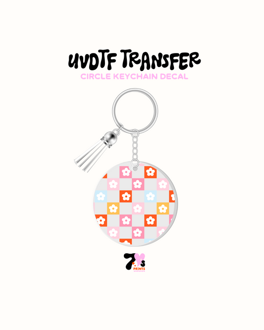 Checkered and flowers - Round Keychain