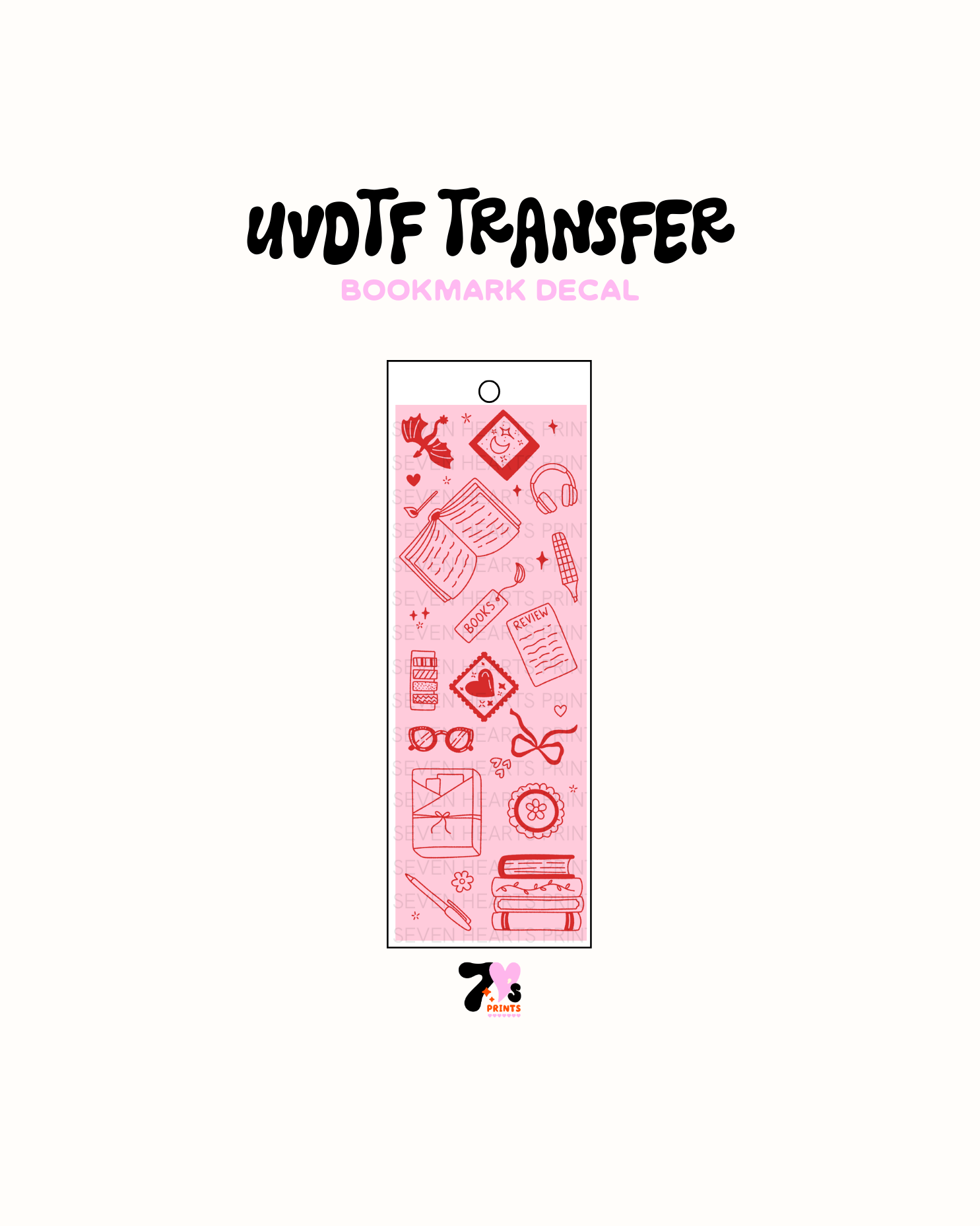 Book Lover (Pink) - UVDTF Bookmark Decal