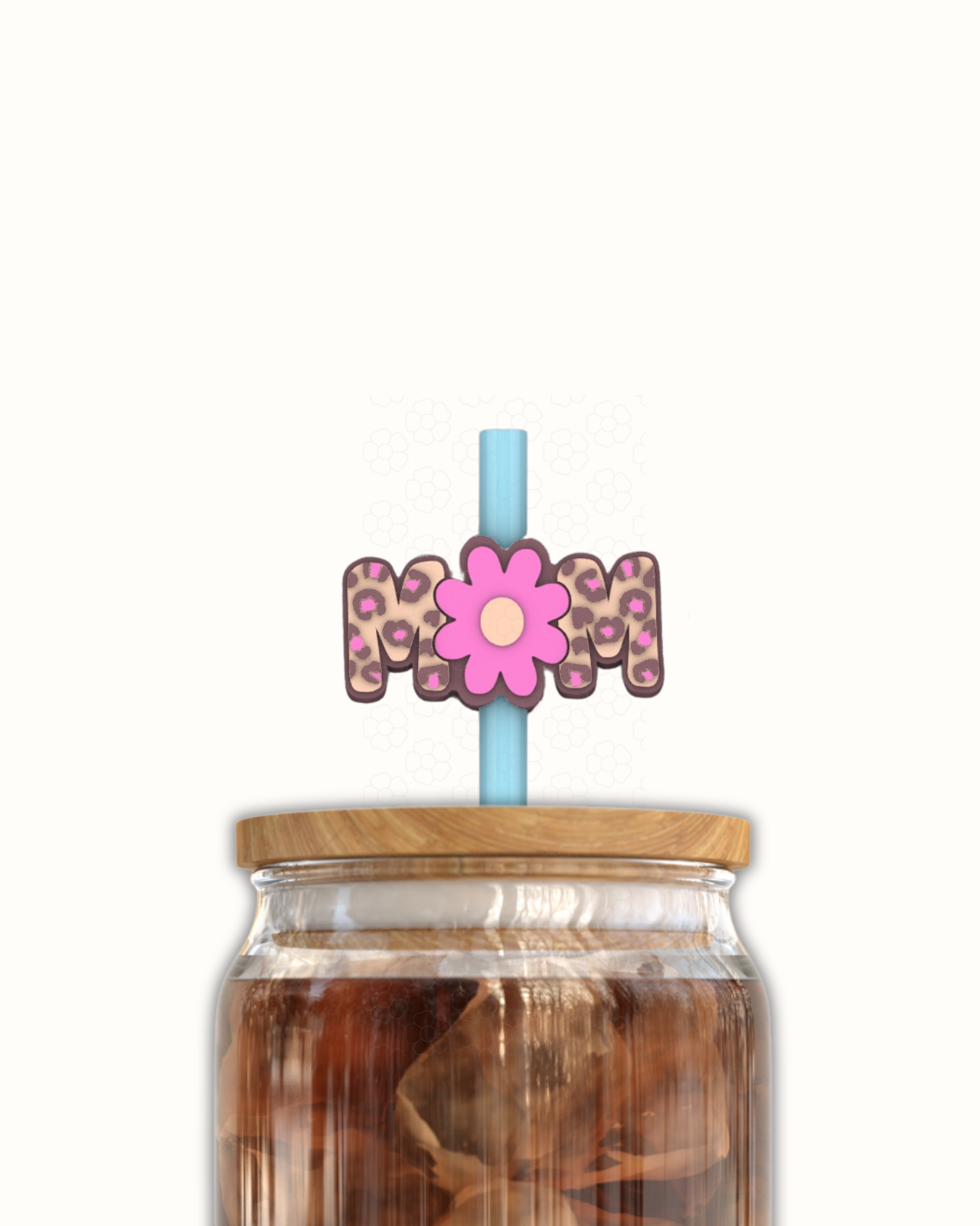 Mom Flower 3D Straw Topper