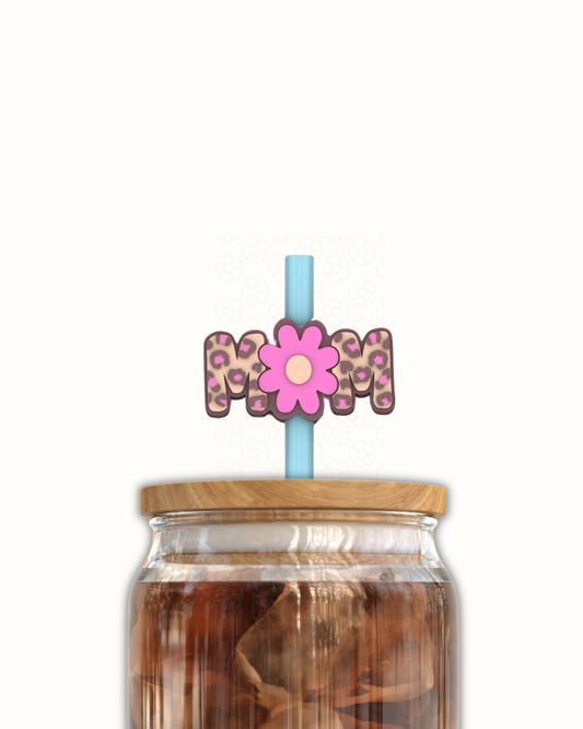 Mom Flower 3D Straw Topper