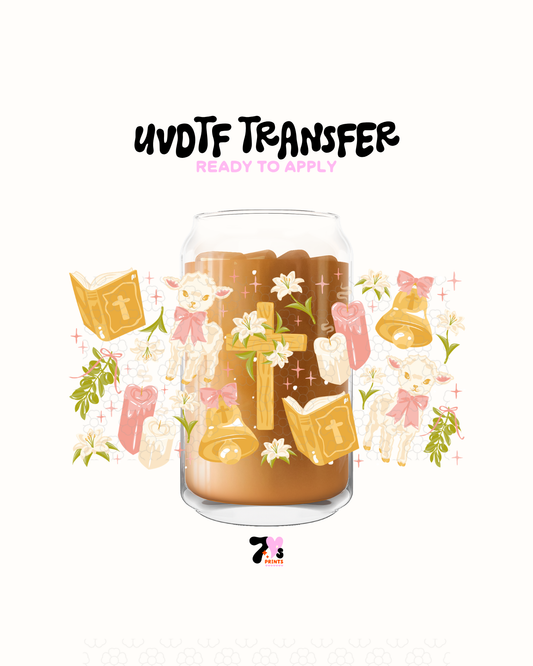 Baby lamb with pink bow - UVDTF Wrap