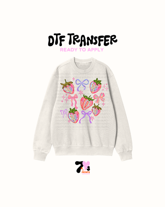 Strawberries bows DTF Transfers