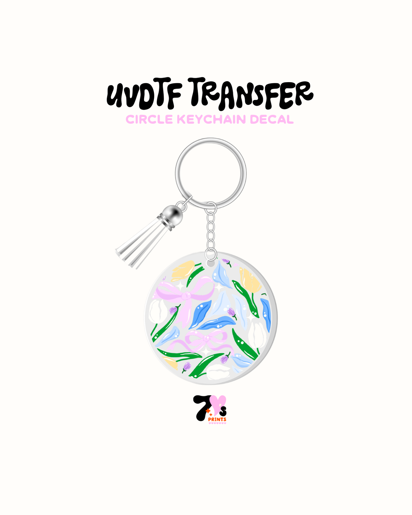 Tulips and Bows - Round Keychain Set of 5