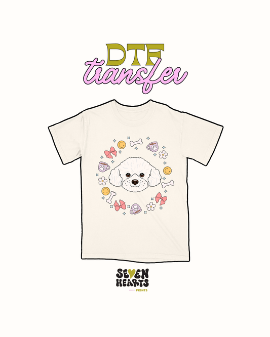 White poodle dog - DTF Transfer