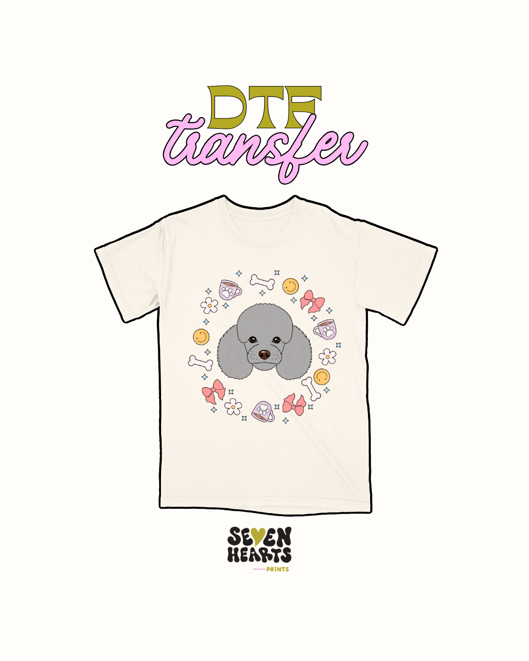 Gray poodle - DTF Transfer