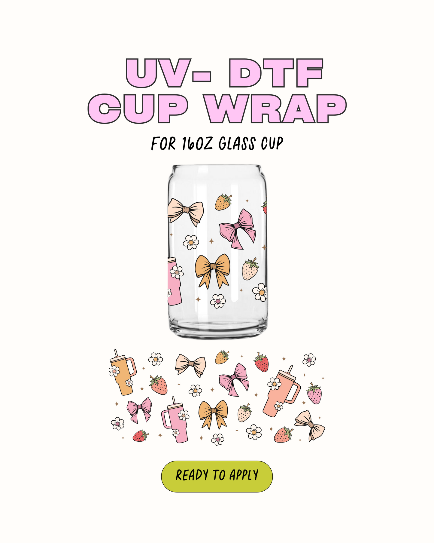 Tumblers and Straberries - UV DTF