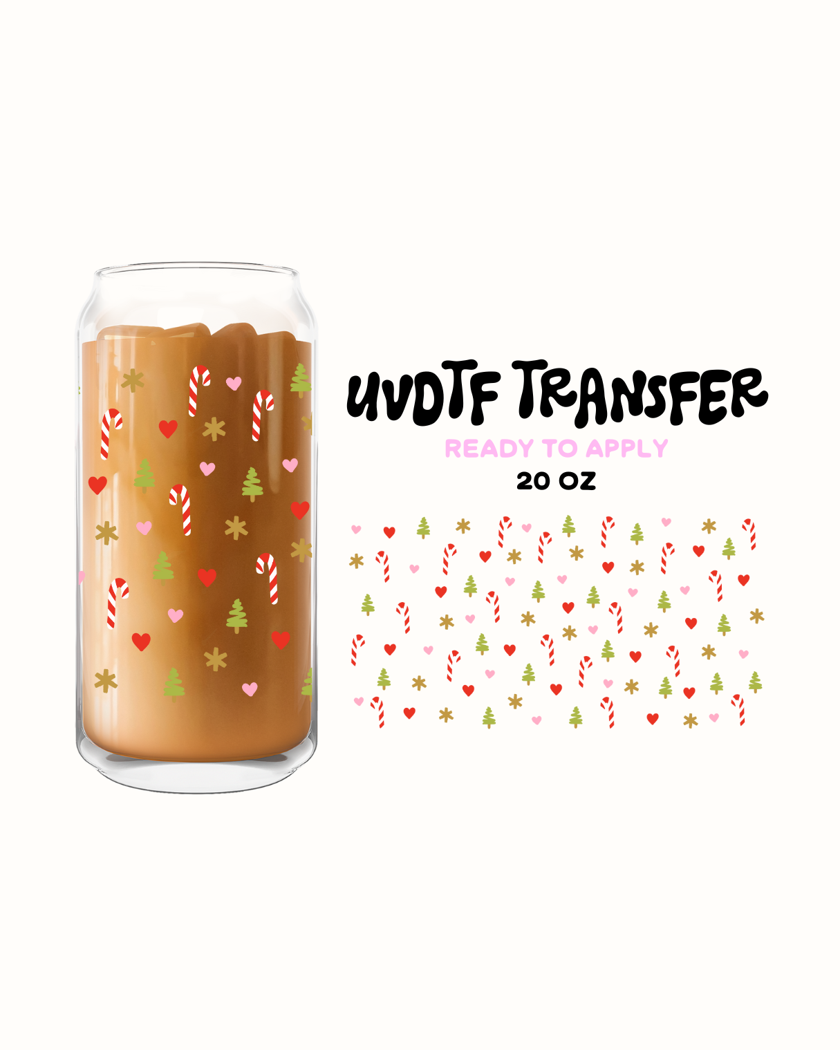 Candy cane and trees - UVDTF 20oz Cup Wrap