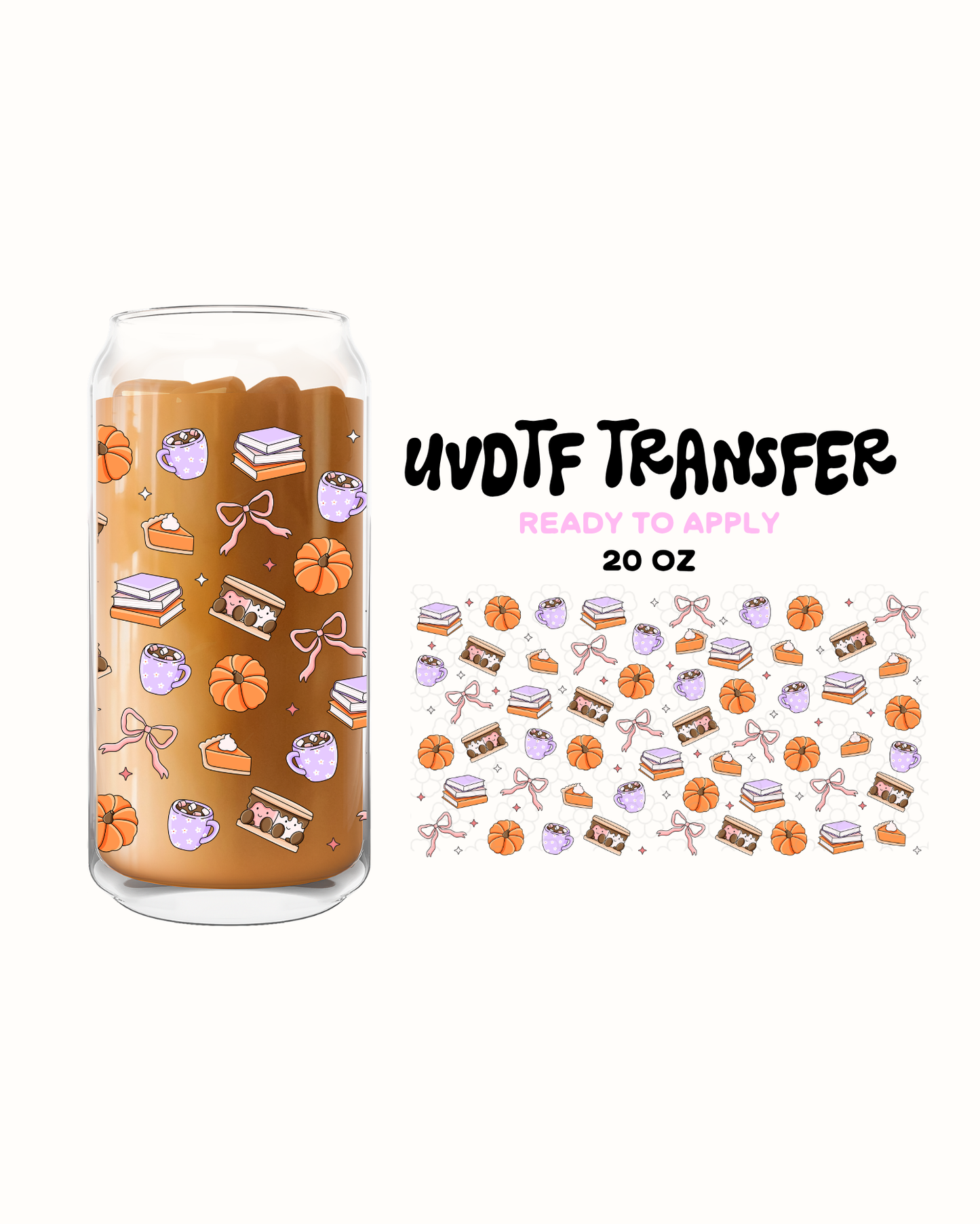 Pumpking fall books vibes - UVDTF 20oz Cup Wrap
