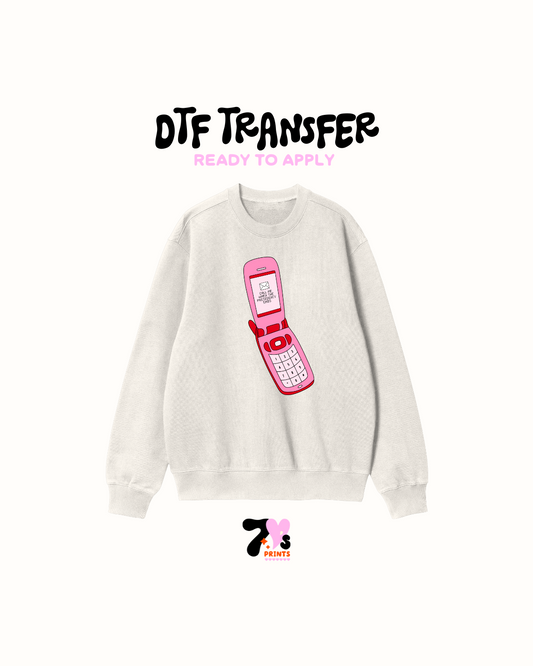 Pink flip phone - DTF Transfer