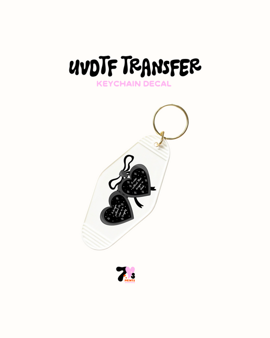 Hearts and black bows - UVDTF Keychain
