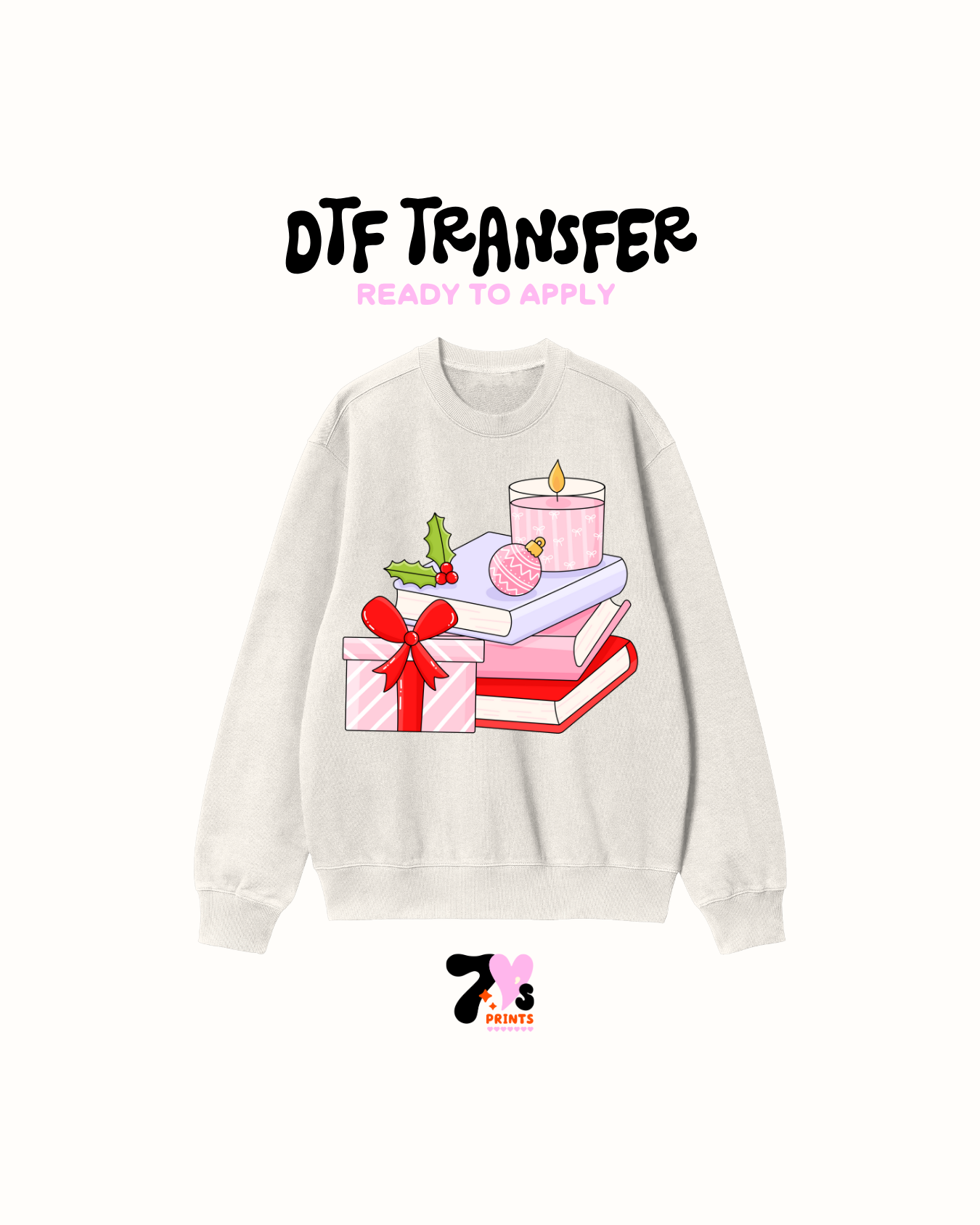 Xmas books  and candle -  DTF Transfers