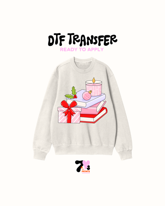 Xmas books  and candle -  DTF Transfers