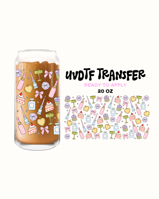 Champaine and  pink bows - UVDTF 20oz Cup Wrap