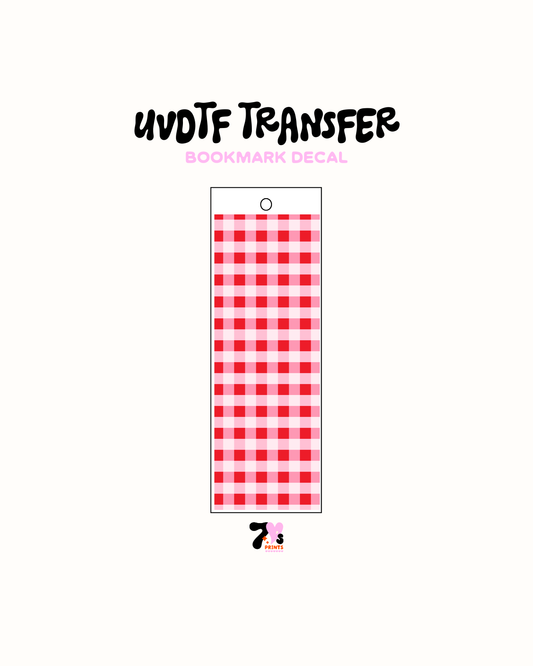Pink and Red Checkered - UVDTF Bookmark Decal